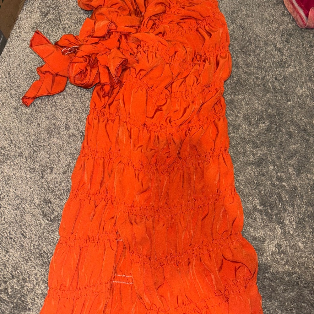 Vibrant Orange Ruffled Dress